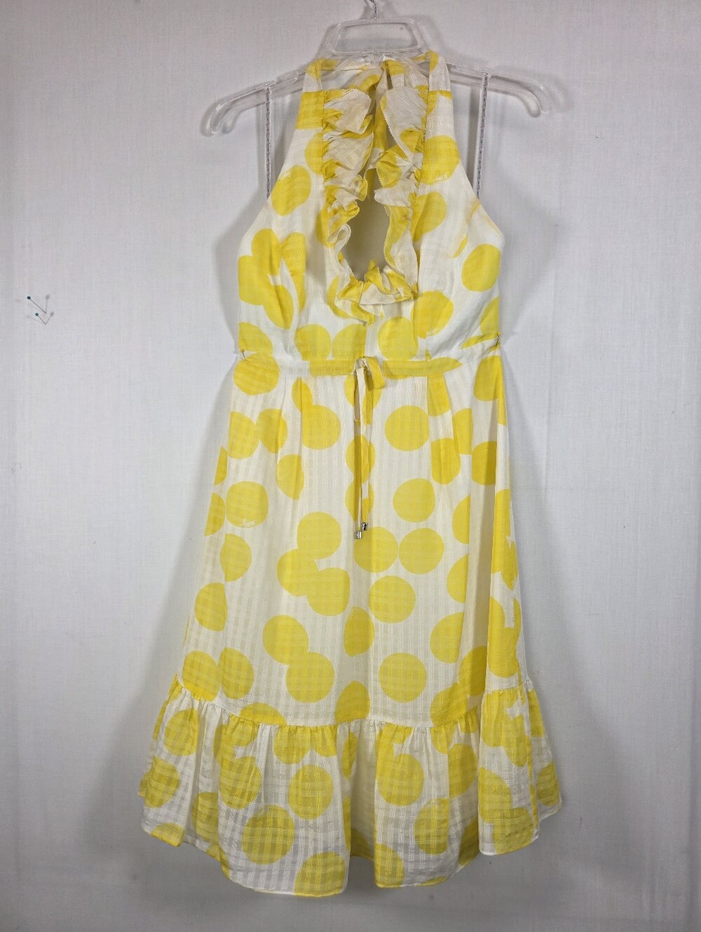 Lilly Pulitzer Silk Cotton Yellow Polka Dot Ruffle Halter Dress Size 4 - Picture 3 of 14
